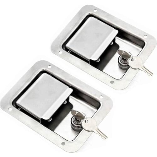 Hardware 2 Pack Stainless Steel Paddle Slam Latch With Lock & Key - Flush Single Point Handle For Door Trailer RV Jeep