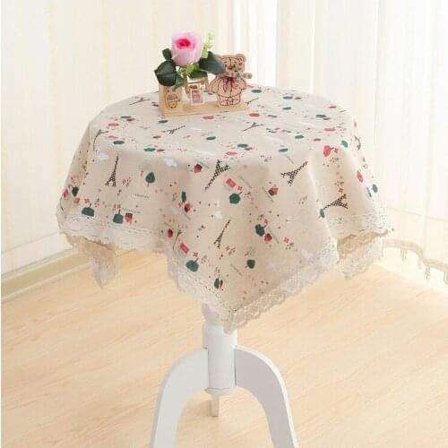 Home Hotel Bar Cotton Linen Table Cloth Paris Eiffel Tower Printed Beige Table Cover Free Shipping