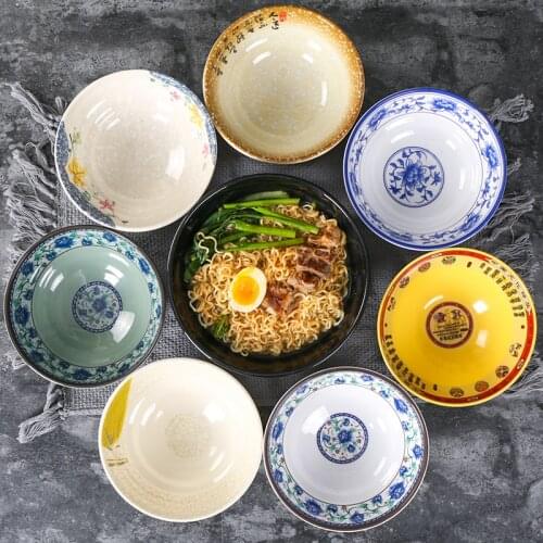 Miramine Imitating Porcelain Big Bowl Creative Noodle Bowl Boiled Dish Spicy Hot Pot Plastic Soup Noodle Restaurant Special