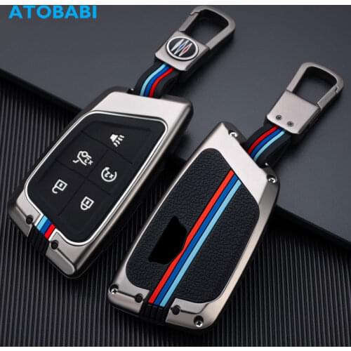 Zinc Alloy Car Key Case 5 Buttons Smart Remote Control Protector Cover For Cadillac CT4 CT5 CT4-V C8 Corvette 2020 2021 Escalade