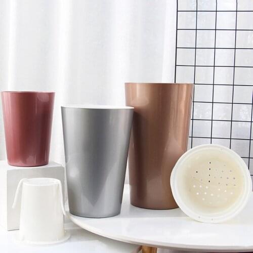 A4 Tall Barrel Flower Pot Fashion Craft Violet Pots Automatic-Watering Breathable Planter Office Home Furnishings Supplies