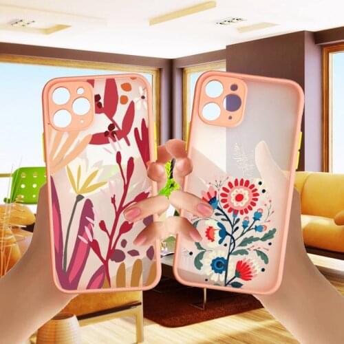 Flower Fashion Luxury Minimalist Phone Case Colorful Trasparent For iPhone 8 7 Plus 12 Mini 11 Pro Max XR X XS pink Cover