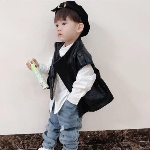 CHILDRENS Vest Autumn and Winter New Style Western Style Korean-style BOYS Leather Coat Vest Children Waistcoat