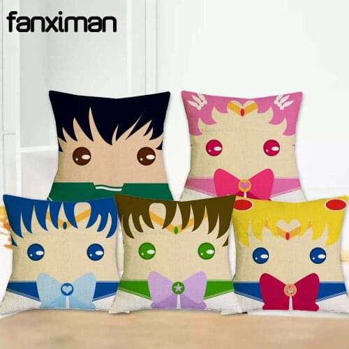 Fanximan Linen Cushion Cover Hot Anime Sailor Moon Figures Pillow Covers Home Decoration Throw Pillow Case cojines para sofa