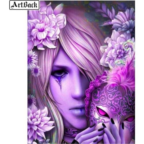 Purple Flower Woman 5d Diamond Painting Full Square Drill Diamond Mosaic Kit Full round Diamond Embroidery Crafts Sticker