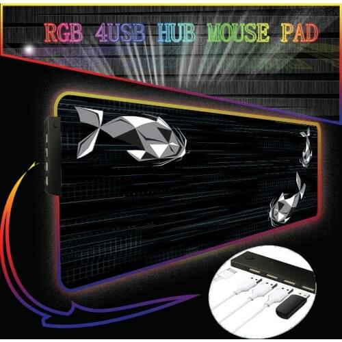 Customize LED Light Gaming Mouse Pad RGB 4 Port USB Hub Large Keyboard Rubber Base Computer Carpet Desk Mat XXL PC Game MousePad