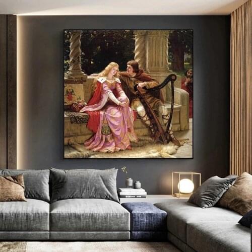 Famous Tristan and Isolde Canvas Painting By Leighton Prints and Posters Classical Wall Art Pictures for Living Room Home Decor