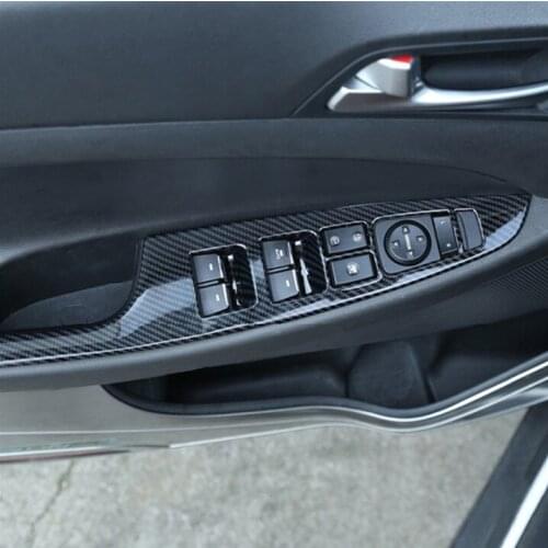 Window Lift Switch Button Panel Switch Trim Accessories For Hyundai Tucson 2015-2018 2019 2020 Carbon Fiber Interior Stickers