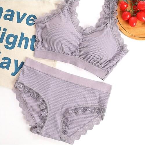 Summer Tube Top Panties Underwear Set Fashion Lace Women Bra Set Ice Silk Wrapped Chest Suit
