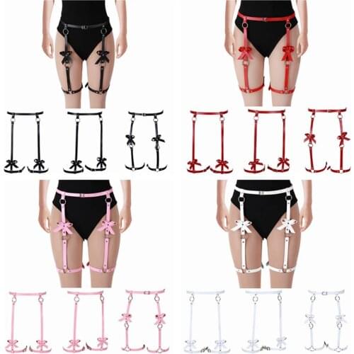 Leg Leather Garters Bow Accessories Harness Women Sexy Harajuku Body Bondage Cage Sculpting Adjust Waist Belt Suspenders Punk