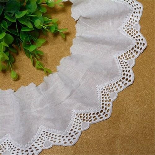 Free Shipping 100%Cotton Embroidery Cotton Cloth Lace Trim ,DIY Skirt Lace Fabric Width 10.5cm 5Yds/lot