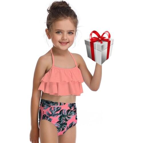 Swimsuit Girl 10 Years Bikinis 12 Years Bathers Sweet Sunny Swimming Bathing Suit Ruffled Hem Beachwear for Girls Lovely Child