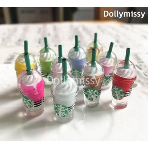6PCS Dollhouse Miniature 1:6 Scale Ice-cream Coffee Cup Drink Pretend food Dollhouse Decor for 1/6 Doll Kitchen Toys