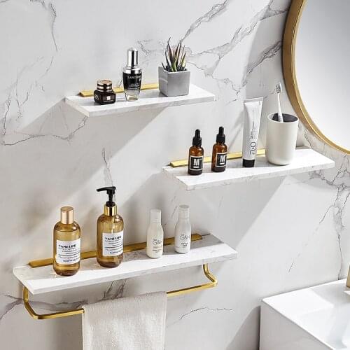 Marble Bathroom Shelf Bath Shower Shelf Wall Mounted Cosmetic Shelves Storage Rack Square Shampoo Shelf Bathroom Accessories