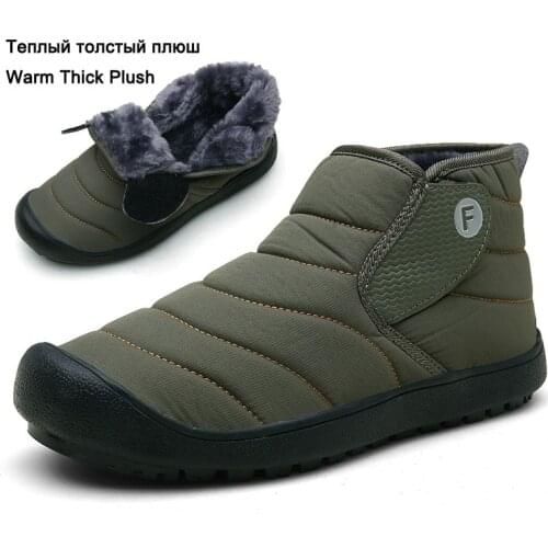 Fotwear Winter Men Snow Boots With Long Plush Outdoor Mens Sneakers 36-46 Warm Fur Ankle Shoes Waterproof Army Green Male Boots