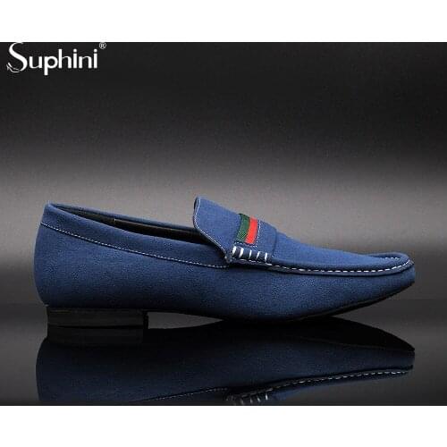 Suphini Soft Blue Microfiber Slip On Men Indoor Outdoor Salsa Bachata Latin Dance Shoes