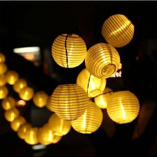 Outdoor Lantern Ball Lights String Chain 20 LED Lights String Waterproof Garden Yard Patio Christmas Party Decoration Lamps