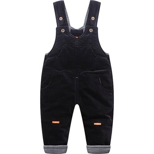 Autumn Winter Kids Overalls Velvety Cotton Leisure Belt Baby Girl Overalls Pants Thickened Boys Jumpsuit Baby Belt Pants Clothes