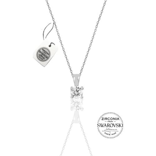 925 sterling Women Silver 'Swarovski' Solitaire Diamond Necklace Special Design