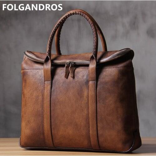 2019 Brand Luxury Mens Briefcases Genuine Leather Laptop Bag Designer Handmade Business Vintage Classic Top Quality Briefcase