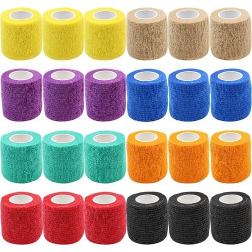 12 Roll Cohesive Bandage Tape Vet Wrap Self Adherent Wrap for Medical First Aid Sports Injury, Wrist, Ankle Sprains and Swelling