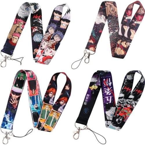 Jujutsu Kaisen Anime Neck Strap Keychain Lanyard For Keys ID Card USB Gym Badge Holder Mobile Phone Rope Webbing Ribbon