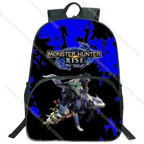 Students Monster Hunter Rise Backpack Children Cartoon Anime School Bags Kids Rucksack Boys Girls Teens Travel Knapsacks Mochila