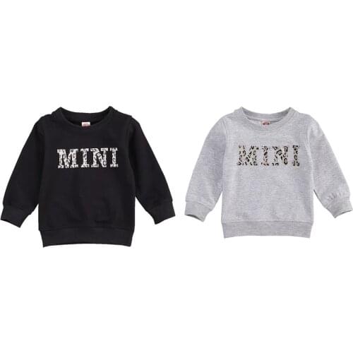 Infant Kids Baby Boy Girl Long Sleeve Sweater, Letter Print Crew Neck Solid Color Pullover, Winter Warm Top for Children