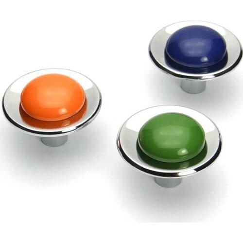 UNILOCKS 4 Colors/lot Furniture Hardware Mediterranean Kitchen Drawer Zinc Alloy+PVC Handle Knobs(D: 39mm)
