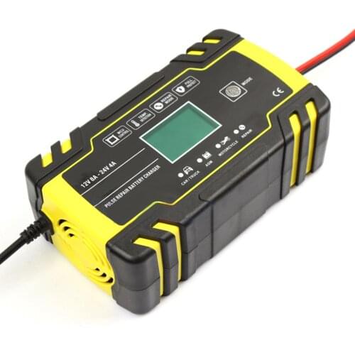 Universal Car Battery Charger With LCD Display Repair Mode Vehicles Pulse Repair Battery Charger For 12/24V Lead Acid Batteries
