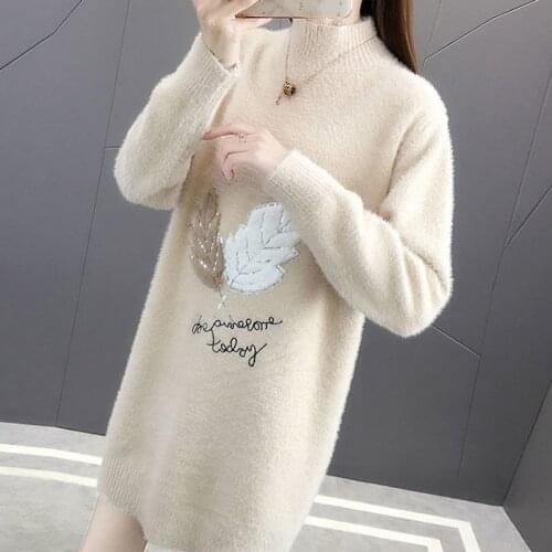 Autumn Winter Fashion Women Warm Sweater Pullovers Plus Size Half Turtleneck Loose Long Sleeve Lady Mid-length Knitted Tops 3XL