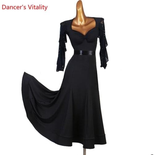 Ballroom Dance Female Child Adult Performance Dress Lotus Leaf Sleeves Profession Custom Adult Chile latin Rumba dance clothing