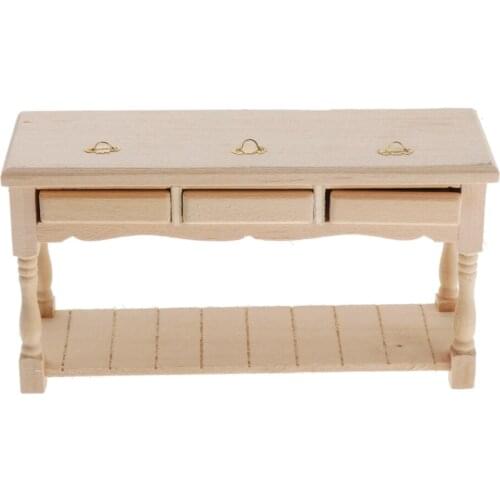 1/12 Dollhouse Wooden Retro Rectangular Storage Table TV Display Desk Furniture