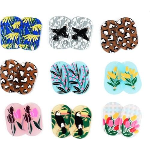 2PCS Cactus Valley Pear Sun Relief Oil Painting Jewelry Accessories Hand Made Earrings Connectors DIY Pendant Components Charms