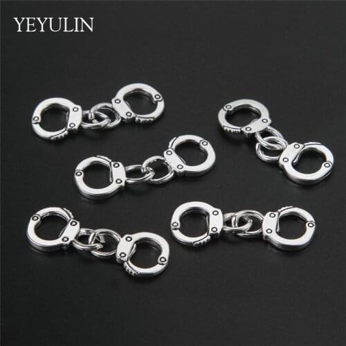 30pcs Trendy Alloy Silver Color Handcuffs Connecter Charms For DIY Necklace Bracelet Jewelry Making