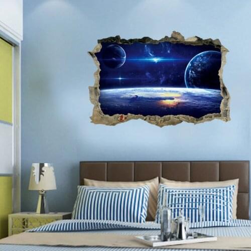 3D Outer Space Galaxy Planet Wall Stickers for Kids Children Bedrooms Decals Home Decor 2017ing