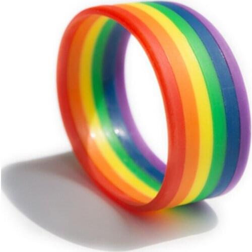 50pcs Gay Rainbow LGBT Lesbian Bisexual silicone wristband rubber band bracelet bangle