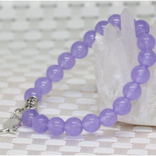8mm purple natural stone chalcedony jades round beads strand bracelets for women factory outlet charms jewelry 7.5inch B2022
