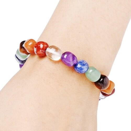 7*9 Mm Colorful Irregular Natural Stone Beads Strand Charm Bracelet for Women Men Fashion Accessories Gift