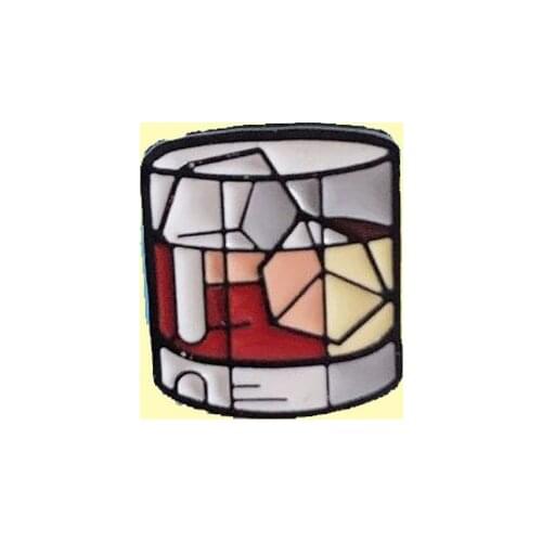 Whisky with Ice Cube Enamel Pin Strong Wine Brooch Backpack Clothes Lapel Delicious Drink Jewelry Gift for Alcoholic Drinker