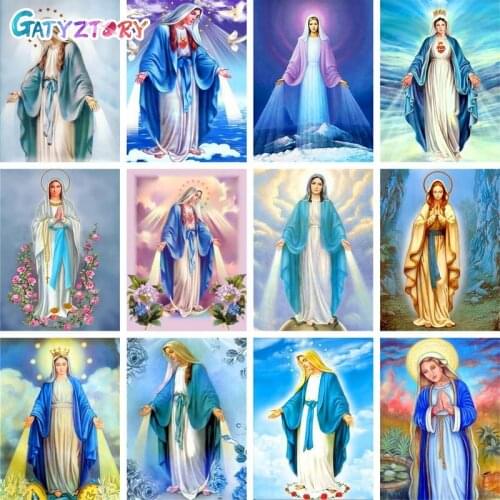 GATYZTORY Frame Religion DIY Painting By Numbers On Canvas Oil Pictures For Adults Acrylic Coloring By Number Home Decoration