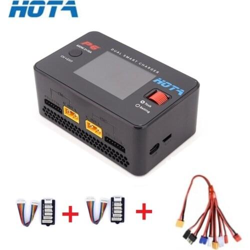 HOTA P6 DC600W 15AX2 DC Dual Channel Smart Type-C Output Charger Discharger for Lipo NiMH Battery w/ Mobile Service Charging