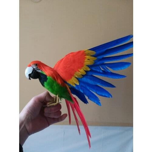 About 32x45cm colourful feathers parrot,Handmade model,spreading wings feathers bird stage prop,home garden decoration toy w0756