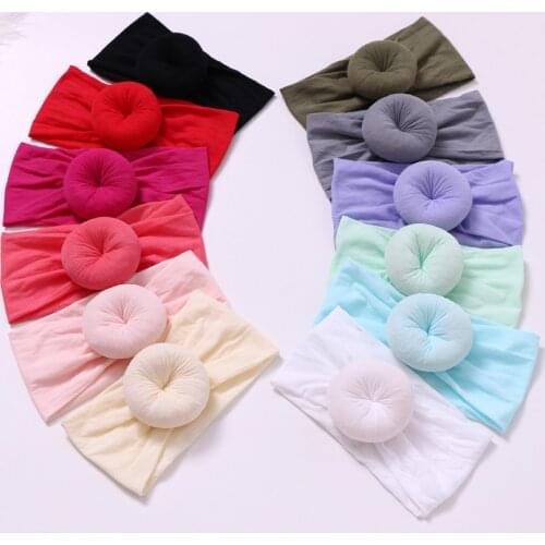 12 pcs/lot , Round Knot Nylon Head wrap, Wide Turban Headband Donut nylon headbands One size fits most