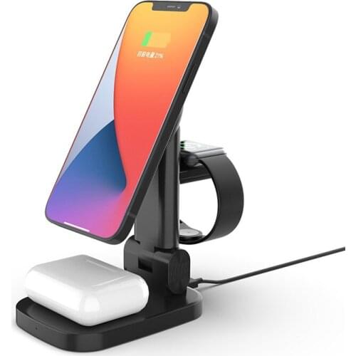 Magnetic 3 in 1 Wireless Charger for iphone 12 pro max mini Airpods iwatch Fast Charging Qi Wireless Charger Station Night light