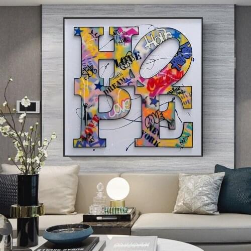 Canvas Painting Wall Art Letters Hope Posters Prints Modern Pictures For Room Decoration Home Decor Frameless Living Room Gifts
