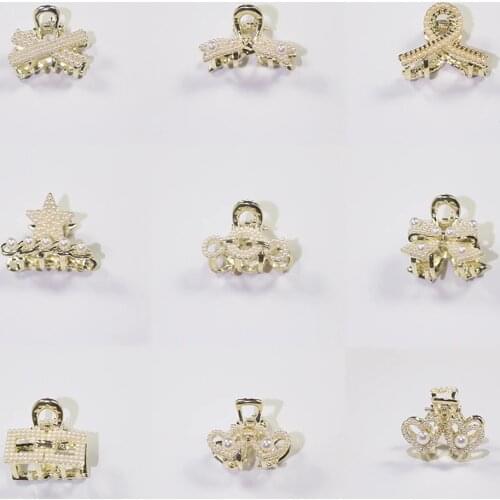 New mini alloy crab claw clip hair ornament girl flower crystal pearl hair clip princess hair clip headdress jewelry gift