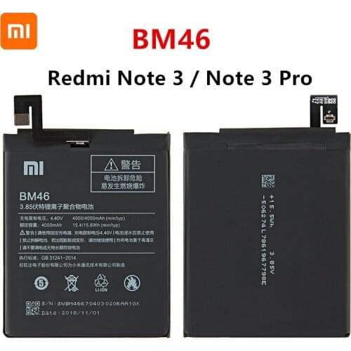 Xiao mi 100% Orginal BM46 4050mAh Battery For Xiaomi Redmi Note 3 / Note 3 Pro BM46 High Quality Phone Replacement Batteries