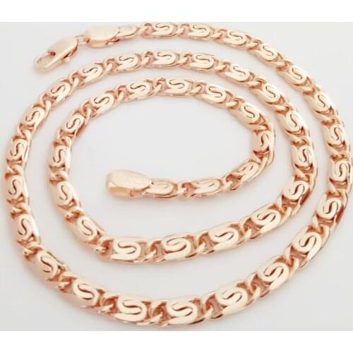2020 Gold Necklace Rose 585 Gold Color Jewelry 60CM Long Necklace Designs for Women Men Factory Direct