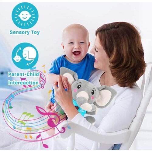Plush elephant musical baby toy electric sound and light music doll luminous baby toy for babies, boys and girls 0 to 36 months